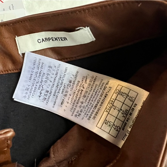 New Guess Brown Carpenter Straight-Leg Leather Pants - Picture 13 of 15